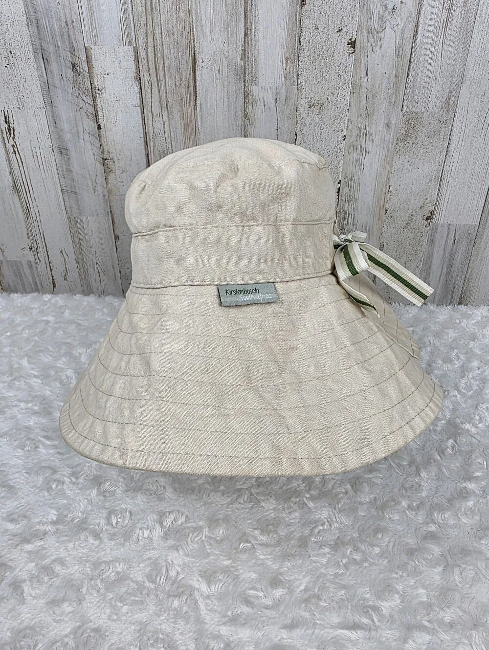 Kirstenbosch South Africa Bucket Hat Beige Linen Size Medium